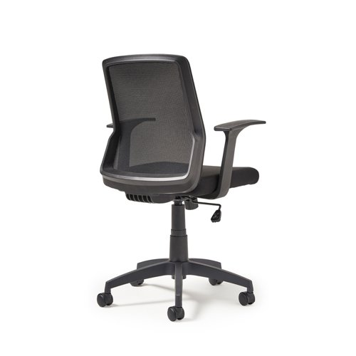 Nina medium back mesh task chair with fixed arms - black | NIN300T1-K | Dams International