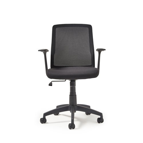 Nina medium back mesh task chair with fixed arms - black | NIN300T1-K | Dams International