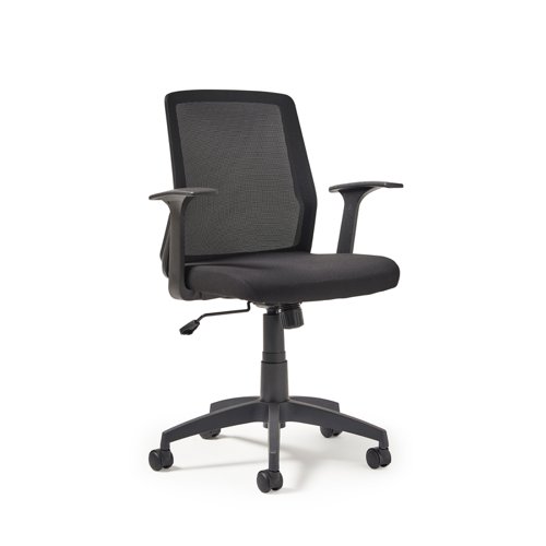 Nina medium back mesh task chair with fixed arms - black | NIN300T1-K | Dams International