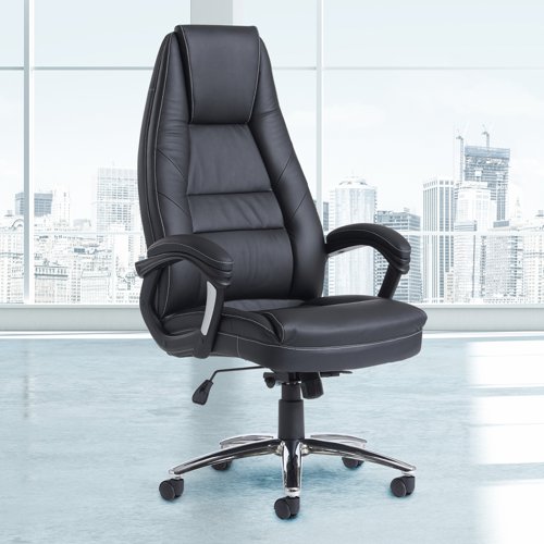 Noble high back managers chair - black faux leather | NBO300T1 | Dams International