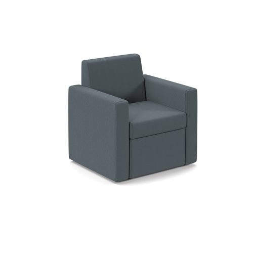 Oslo square back reception 1 seater sofa 800mm wide - elapse grey