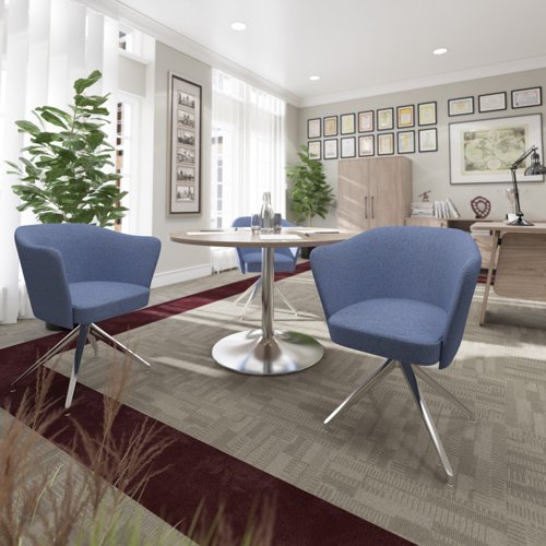 With sophisticated design styling, Otis features voluminous curves for a soft and stylish profile. The upholstered tub style chair has angled sides which offer a relaxing and comfortable seating solution and the distinctive, diagonal four-legged chrome frame complements the matching coffee table to perfection.