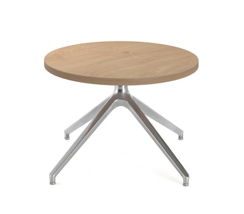 Otis coffee table 600mm diameter with chrome pyramid base - kendal oak