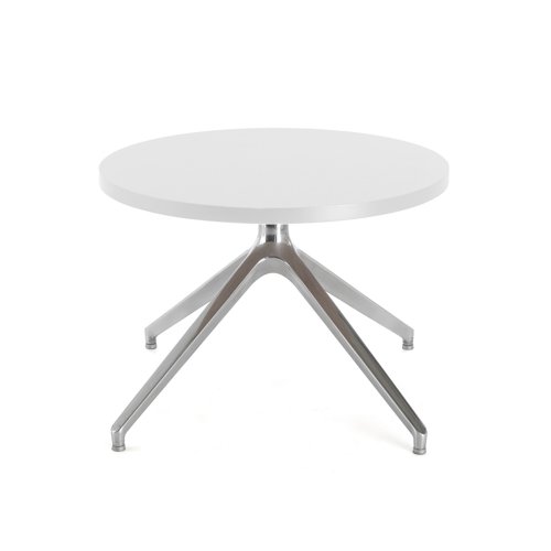 Otis coffee table 600mm diameter with chrome pyramid base - white