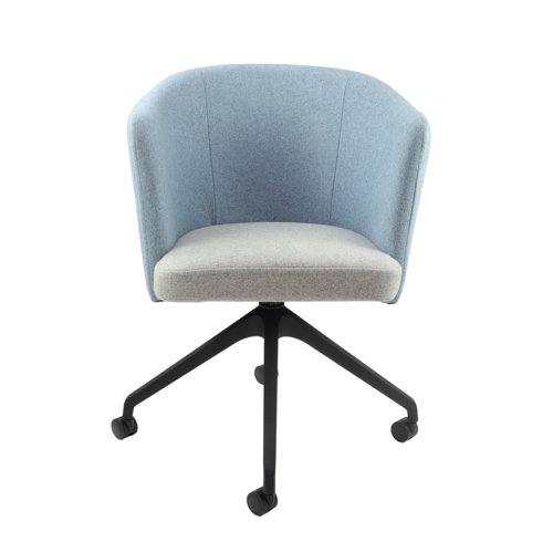 Otis single seater lounge chair with black pyramid base with castors