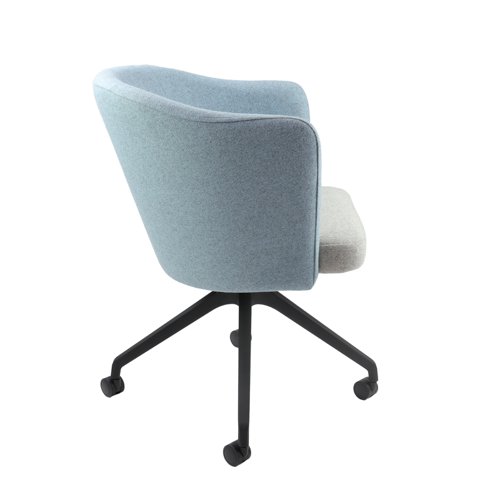 Otis single seater lounge chair with black pyramid base with castors