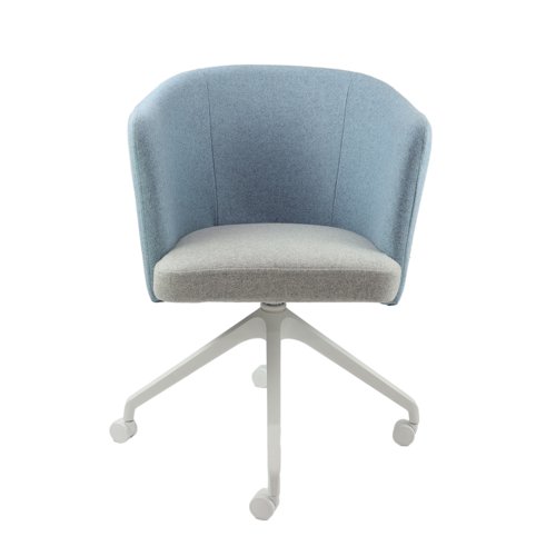 Otis single seater lounge chair with white pyramid base with castors