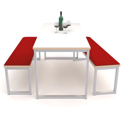 The Otto table and bench system is a creative, practical solution for any office breakout space or café area. Hardwearing and easy to clean, the perfectly smooth table top surface and classic leg design add a modern twist to the industrial look. The table and bench combination avoids a mismatched look and adds a consistent look and feel to any space, and if you wish to enhance the look of the bench by including a touch of colour. Upholstered seat pads can be added to make them more comfortable.