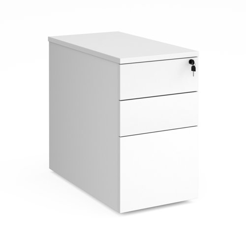 Deluxe desk high 3 drawer pedestal 800mm deep - white