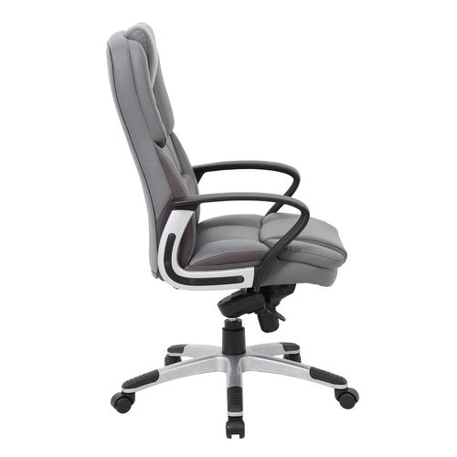 Palermo High Back Executive Chair Grey Faux Leather Office Monster