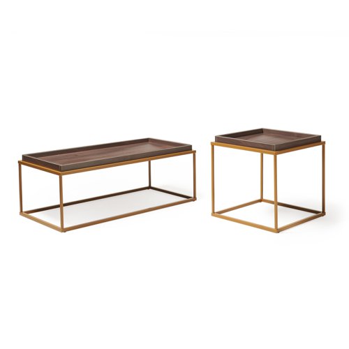 Parma square side table with a matt gold steel frame and Venus top | PAS500 | Dams International