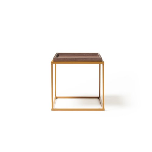 Parma square side table with a matt gold steel frame and Venus top | PAS500 | Dams International