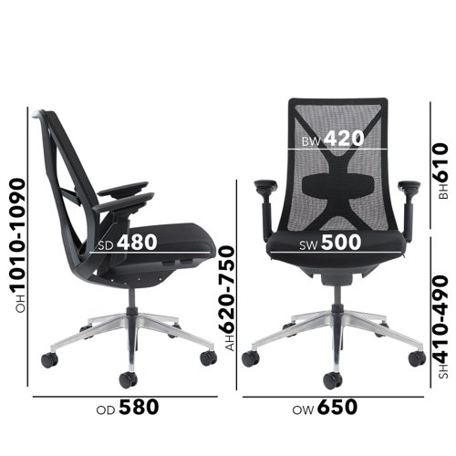 Paxton mesh back operator chair with black frame - black mesh | PAX300T1-K | Dams International