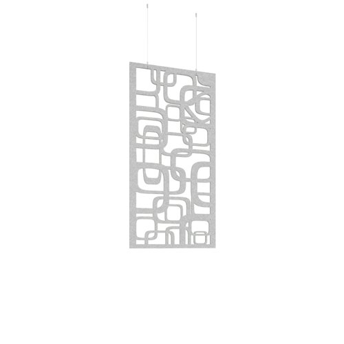Piano Chords acoustic patterned hanging screens in silver grey 1200 x 600mm with hanging wires and hooks - Bygone (4 pack)