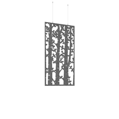 Piano Chords acoustic patterned hanging screens in dark grey 1200 x 600mm with hanging wires and hooks - Ebony (4 pack)