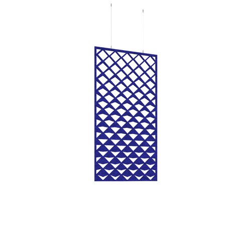 Piano Chords acoustic patterned hanging screens in dark blue 1200 x 600mm with hanging wires and hooks - Reflection (4 pack)