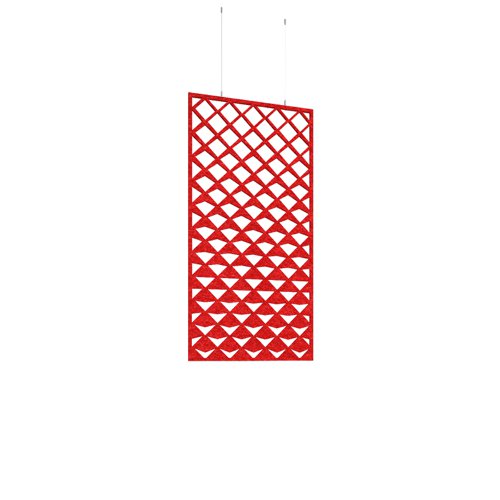 Piano Chords acoustic patterned hanging screens in red 1200 x 600mm with hanging wires and hooks - Reflection (4 pack)