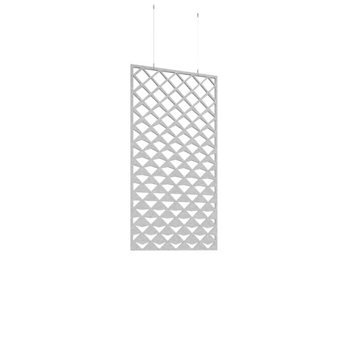 Piano Chords acoustic patterned hanging screens in silver grey 1200 x 600mm with hanging wires and hooks - Reflection (4 pack)