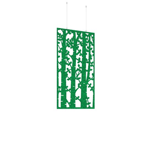 Piano Chords acoustic patterned hanging screens in dark green 1200 x 600mm with hanging wires and hooks - Shatter (4 pack)