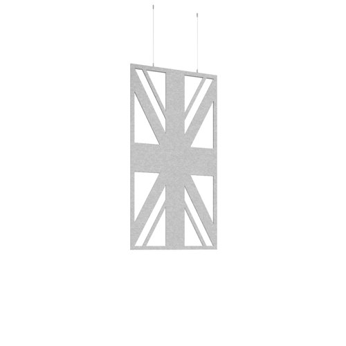Piano Chords acoustic patterned hanging screens in silver grey 1200 x 600mm with hanging wires and hooks - Union (4 pack)
