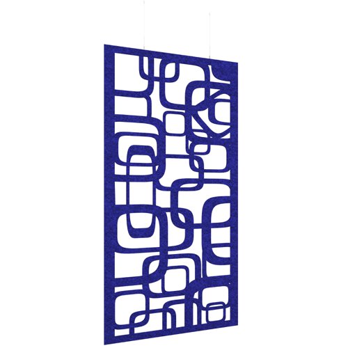 Piano Chords acoustic patterned hanging screens in dark blue 2400 x 1200mm with hanging wires and hooks - Bygone