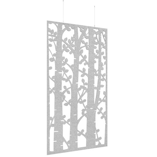 Piano Chords acoustic patterned hanging screens in silver grey 2400 x 1200mm with hanging wires and hooks - Ebony