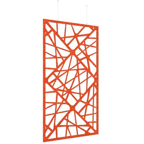 Piano Chords acoustic patterned hanging screens in orange 2400 x 1200mm with hanging wires and hooks - Shatter