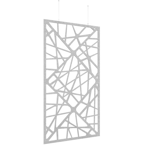 Piano Chords acoustic patterned hanging screens in silver grey 2400 x 1200mm with hanging wires and hooks - Shatter | PC2412-S-SG | Dams International