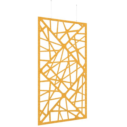 Piano Chords acoustic patterned hanging screens in yellow 2400 x 1200mm with hanging wires and hooks - Shatter | PC2412-S-Y | Dams International
