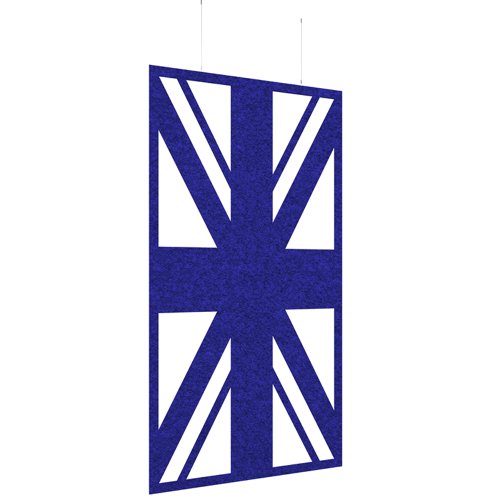 Piano Chords acoustic patterned hanging screens in dark blue 2400 x 1200mm with hanging wires and hooks - Union | PC2412-U-DB | Dams International