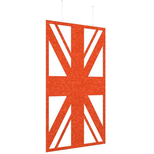 Piano Chords acoustic patterned hanging screens in orange 2400 x 1200mm with hanging wires and hooks - Union | PC2412-U-O | Dams International