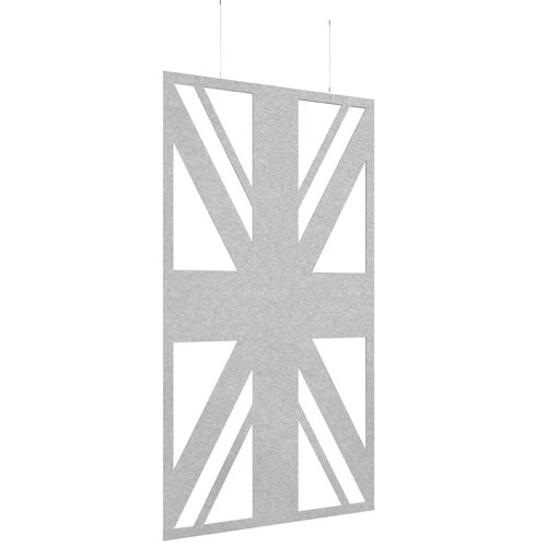 Piano Chords acoustic patterned hanging screens in silver grey 2400 x 1200mm with hanging wires and hooks - Union | PC2412-U-SG | Dams International