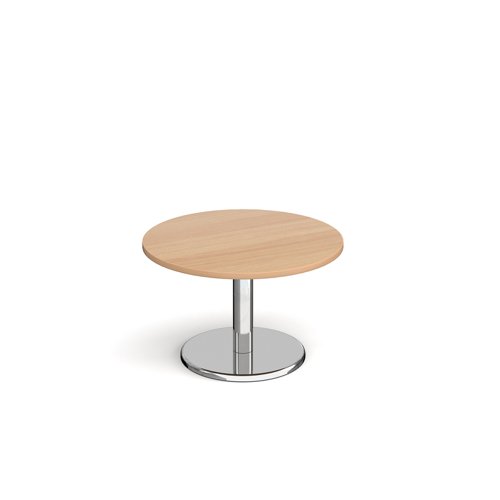 Pisa Circular Coffee Table With Round Chrome Base 800mm Beech