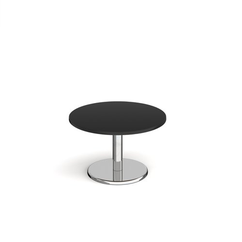 Pisa circular coffee table with round chrome base 800mm - Black