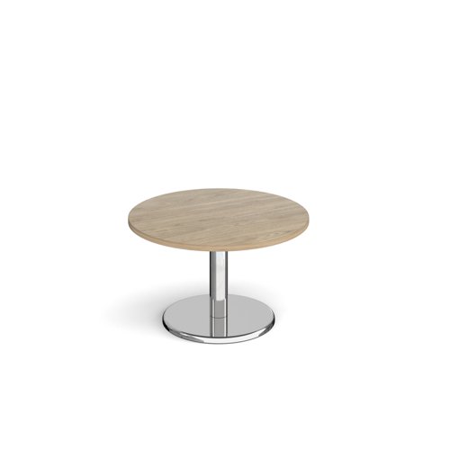 Pisa circular coffee table with round chrome base 800mm - barcelona walnut PCC800-BW Buy online at Office 5Star or contact us Tel 01594 810081 for assistance