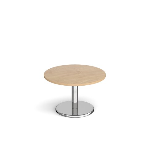 PCC800-KO Pisa circular coffee table with round chrome base 800mm - kendal oak