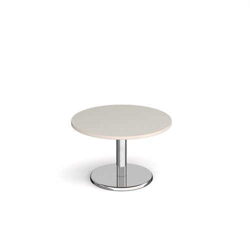 Pisa circular coffee table with round chrome base 800mm - Light Grey