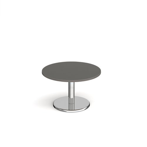 Pisa circular coffee table with round chrome base 800mm - Onyx Grey