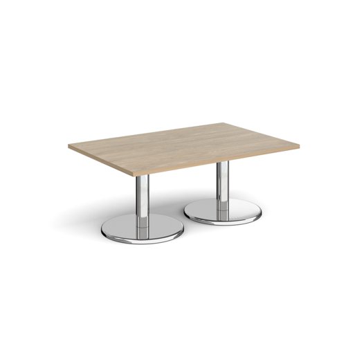 Pisa rectangular coffee table with round chrome bases 1200mm x 800mm - barcelona walnut PCR1200-BW Buy online at Office 5Star or contact us Tel 01594 810081 for assistance