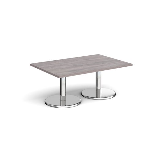 Pisa Rectangular Coffee Table With Round Chrome Bases 1200mm X 800mm Grey Oak