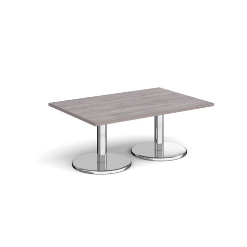 Pisa rectangular coffee table with round chrome bases 1200mm x 800mm - grey oak  PCR1200-GO