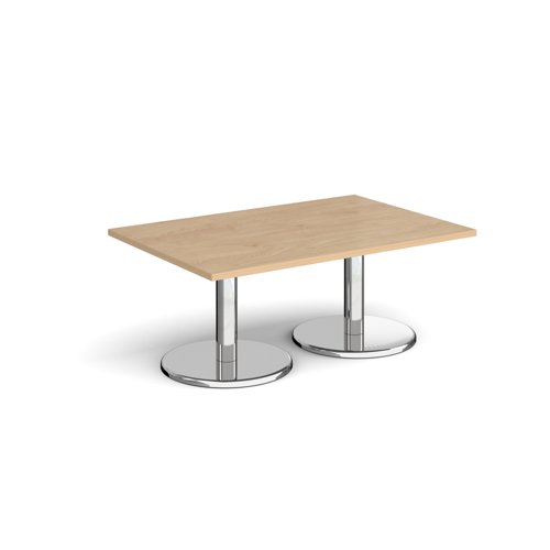 PCR1200-KO Pisa rectangular coffee table with round chrome bases 1200mm x 800mm - kendal oak