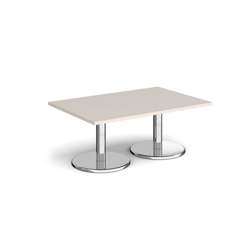 Pisa rectangular coffee table with round chrome bases 1200mm x 800mm - Light Grey