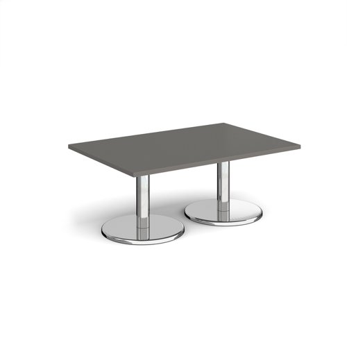 Pisa rectangular coffee table with round chrome bases 1200mm x 800mm - Onyx Grey