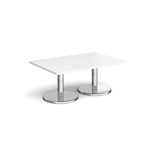 PCR1200-WH Pisa rectangular coffee table with round chrome bases 1200mm x 800mm - white