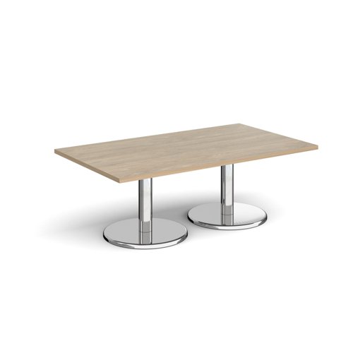 Pisa rectangular coffee table with round chrome bases 1400mm x 800mm - barcelona walnut PCR1400-BW Buy online at Office 5Star or contact us Tel 01594 810081 for assistance