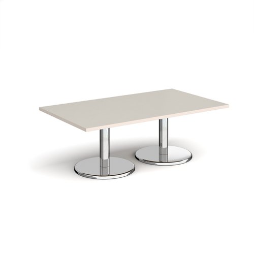 Pisa rectangular coffee table with round chrome bases 1400mm x 800mm - Light Grey