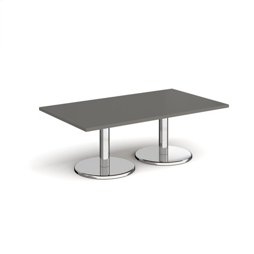 Pisa rectangular coffee table with round chrome bases 1400mm x 800mm - Onyx Grey