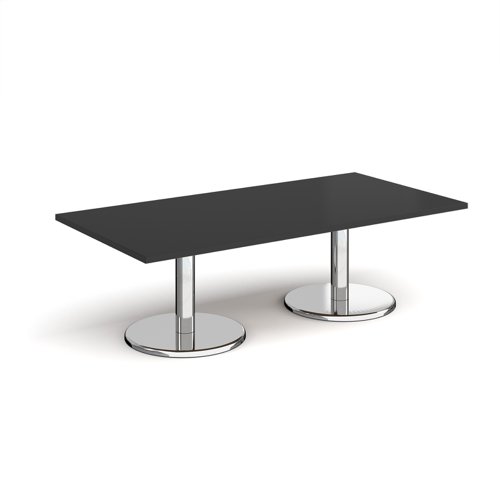 Pisa rectangular coffee table with round chrome bases 1600mm x 800mm - Black