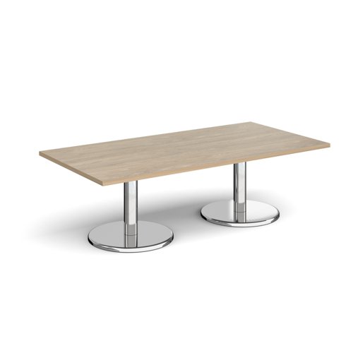 Pisa rectangular coffee table with round chrome bases 1600mm x 800mm - barcelona walnut